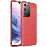 Microsonic Samsung Galaxy S21 Ultra Deri Dokulu Silikon Kırmızı Cep Telefonu Kılıfı