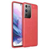 Microsonic Samsung Galaxy S21 Ultra için Kılıf Deri Dokulu Silikon Kırmızı [Galaxy S21 Ultra ile Uyumlu Kılıf - Kırmızı]