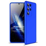 Microsonic Samsung Galaxy S21 Ultra için Kılıf Double Dip 360 Protective Mavi [Galaxy S21 Ultra ile Uyumlu Kılıf - Mavi]