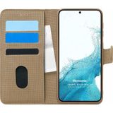 Microsonic Samsung Galaxy S22 Plus Fabric Book Wallet Gold Cep Telefonu Kılıfı