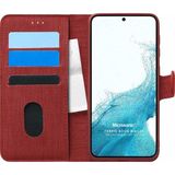 Microsonic Samsung Galaxy S22 Plus Fabric Book Wallet Kırmızı Cep Telefonu Kılıfı