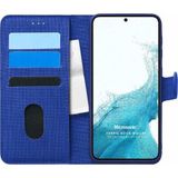 Microsonic Samsung Galaxy S22 Plus Fabric Book Wallet Lacivert Cep Telefonu Kılıfı