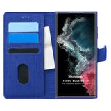 Microsonic Samsung Galaxy S22 Ultra Fabric Book Wallet Lacivert Cep Telefonu Kılıfı