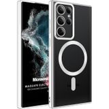 Microsonic Samsung Galaxy S22 Ultra Magsafe Luxury Electroplate Gümüş Cep Telefonu Kılıfı