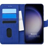 Microsonic Samsung Galaxy S23 Plus Fabric Book Wallet Lacivert Cep Telefonu Kılıfı