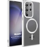 Microsonic Samsung Galaxy S23 Ultra MagSafe Luxury Electroplate Gümüş Cep Telefonu Kılıfı