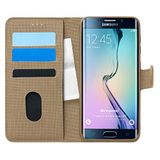 Microsonic Samsung Galaxy S6 Edge için Kılıf Fabric Book Wallet Gold [Galaxy S6 Edge ile Uyumlu Kılıf - Gold]
