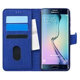 Microsonic Samsung Galaxy S6 Edge için Kılıf Fabric Book Wallet Lacivert [Galaxy S6 Edge ile Uyumlu Kılıf - Lacivert]