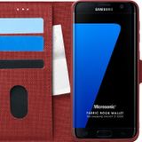 Microsonic Samsung Galaxy S7 Edge Fabric Book Wallet Kırmızı Cep Telefonu Kılıfı