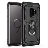 Microsonic Samsung Galaxy S9 için Kılıf Military Ring Holder Siyah [Galaxy S9 ile Uyumlu Kılıf - Siyah]