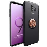 Microsonic Samsung Galaxy S9 Plus için Kılıf Kickstand Ring Holder Siyah Rose [Galaxy S9 Plus ile Uyumlu Kılıf - Siyah - Rose]