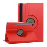 Microsonic Samsung Galaxy Tab S7 Fe Lte T737 Kılıf 360 Rotating Stand Deri Kırmızı