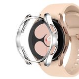 Microsonic Samsung Galaxy Watch 4 44mm için Kılıf 360 Full Round Soft Silicone Gümüş [Galaxy Watch 4 44mm ile Uyumlu Kılıf - Gümüş]