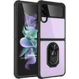 Microsonic Samsung Galaxy Z Flip 4 Grande Clear Ring Holder Siyah Kılıf