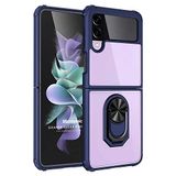 Microsonic Samsung Galaxy Z Flip 4 için Kılıf Grande Clear Ring Holder Lacivert [Galaxy Z Flip 4 ile Uyumlu Kılıf - Lacivert]