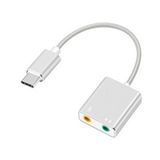 Microsonic Type-C Sound Card Kablo, Type-C to 3.5mm Kulaklık ve Mikrofon Çevirici Adaptör Gri