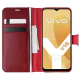 Microsonic Vivo Y16 Delux Leather Wallet Kırmızı Cep Telefonu Kılıfı
