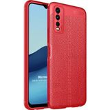 Microsonic Vivo Y20 Deri Dokulu Silikon Kırmızı Cep Telefonu Kılıfı