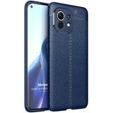Microsonic Xiaomi Mi 11 Deri Dokulu Silikon Lacivert Kılıf