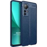 Microsonic Xiaomi Mi 12 Deri Dokulu Silikon Lacivert Kılıf