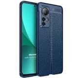 Microsonic Xiaomi Mi 12 Pro Deri Dokulu Silikon Lacivert Kılıf