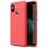 Microsonic Xiaomi Mi A2 Deri Dokulu Silikon Kırmızı Kılıf