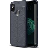 Microsonic Xiaomi Mi A2 Deri Dokulu Silikon Lacivert Kılıf