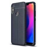 Microsonic Xiaomi Mi A2 Lite Deri Dokulu Silikon Lacivert Kılıf