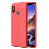 Microsonic Xiaomi Mi Max 3 Deri Dokulu Silikon Kırmızı Kılıf