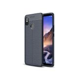 Microsonic Xiaomi Mi Max 3 Deri Dokulu Silikon Lacivert Kılıf