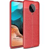 Microsonic Xiaomi Poco F2 Pro Deri Dokulu Silikon Kırmızı Kılıf