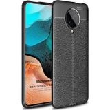 Microsonic Xiaomi Poco F2 Pro Deri Dokulu Silikon Siyah Kılıf