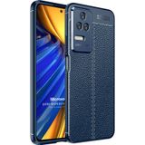 Microsonic Xiaomi Poco F4 Deri Dokulu Silikon Lacivert Kılıf