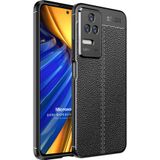 Microsonic Xiaomi Poco F4 Deri Dokulu Silikon Siyah Kılıf