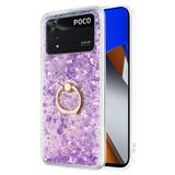 Microsonic Xiaomi Poco M4 Pro 4G için Kılıf Glitter Liquid Holder Mor [Poco M4 Pro 4G ile Uyumlu Kılıf - Mor]