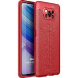 Microsonic Xiaomi Poco X3 Pro Deri Dokulu Silikon Kırmızı Cep Telefonu Kılıfı