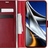 Microsonic Xiaomi Poco X4 Pro 5G Delux Leather Wallet Kırmızı Cep Telefonu Kılıfı