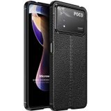 Microsonic Xiaomi Poco X4 Pro 5G Deri Dokulu Silikon Siyah Kılıf