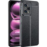 Microsonic Xiaomi Poco X5 5G Deri Dokulu Silikon Siyah Kılıf