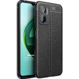 Microsonic Xiaomi Redmi 10 5G Deri Dokulu Silikon Siyah Kılıf