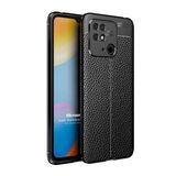 Microsonic Xiaomi Redmi 10C Deri Dokulu Silikon Siyah Kılıf