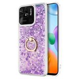 Microsonic Xiaomi Redmi 10C için Kılıf Glitter Liquid Holder Mor [Redmi 10C ile Uyumlu Kılıf - Mor]