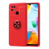 Microsonic Xiaomi Redmi 10C için Kılıf Kickstand Ring Holder Kırmızı [Redmi 10C ile Uyumlu Kılıf - Kırmızı]