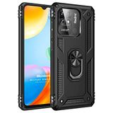 Microsonic Xiaomi Redmi 10C için Kılıf Military Ring Holder Siyah [Redmi 10C ile Uyumlu Kılıf - Siyah]