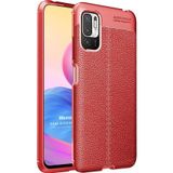 Microsonic Xiaomi Redmi Note 10 5G Deri Dokulu Silikon Kırmızı Cep Telefonu Kılıfı