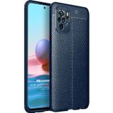 Microsonic Xiaomi Redmi Note 10 Deri Dokulu Silikon Lacivert Kılıf