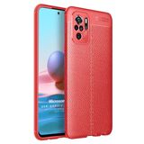 Microsonic Xiaomi Redmi Note 10S Deri Dokulu Silikon Kırmızı Cep Telefonu Kılıfı