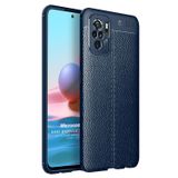 Microsonic Xiaomi Redmi Note 10S Deri Dokulu Silikon Lacivert Cep Telefonu Kılıfı