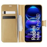 Microsonic Xiaomi Redmi Note 12 Pro 5G için Kılıf Delux Leather Wallet Gold [Redmi Note 12 Pro ile Uyumlu Kılıf - Gold]