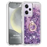 Microsonic Xiaomi Redmi Note 12 Pro Plus 5G için Kılıf Glitter Liquid Holder Mor [Redmi Note 12 Pro+ 5G ile Uyumlu Kılıf - Mor]